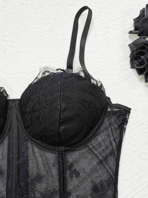 Lace Trim Splicing Mesh Perspective Camisoles