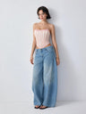 Flower Lace Herringbone Buckle Backless Tube Top Tank Tops