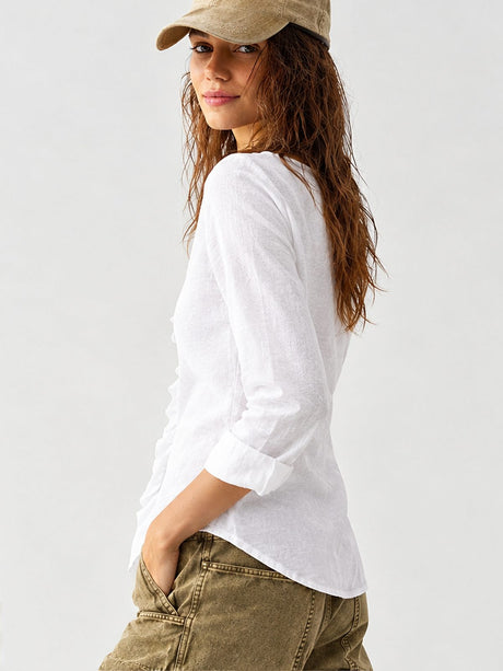 Wood Ear Solid Color Chiffon Blouse