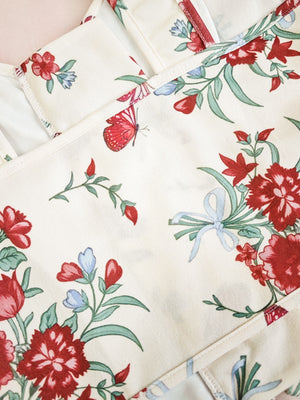 Sweet Floral Bow Lace Up Camisoles