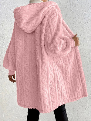 Solid Color Long-sleeved Hooded Loose Plush Jackets