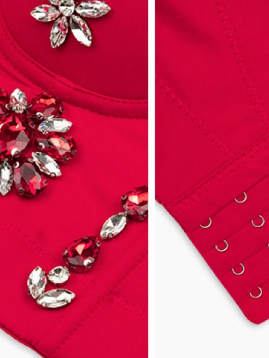 Débardeurs gainants à baleines en forme de diamant ornés de strass