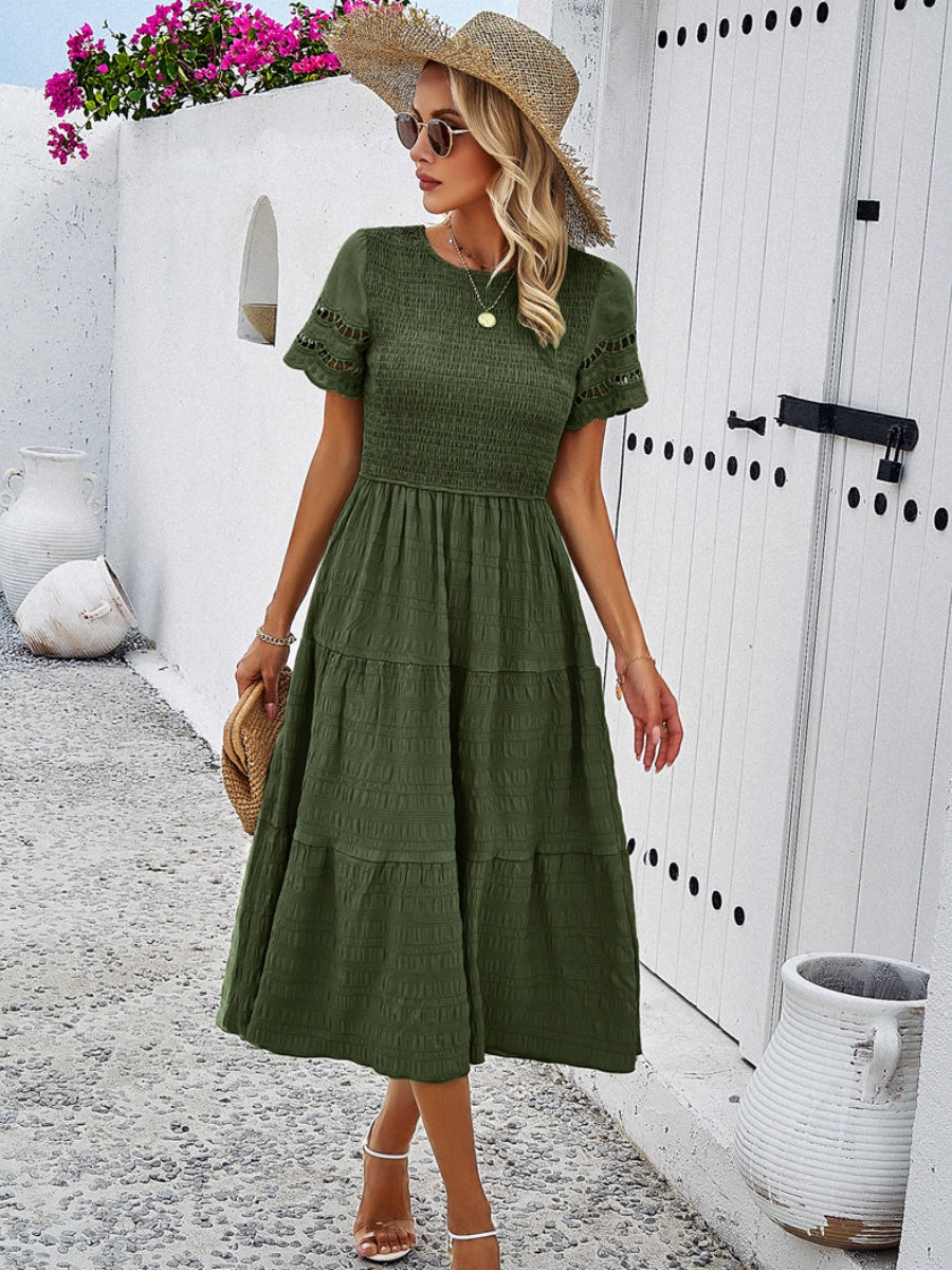 Hollow-out Lace Sleeves, Long Hollow-out Dress