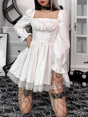 Halloween Lace Bandage Square Collar Mini&Short Dresses