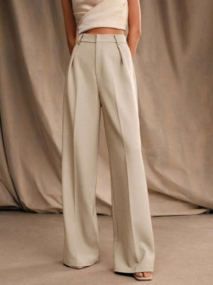 Slimming And Casual Drape Loose High Waist Straight Wide Leg Pants