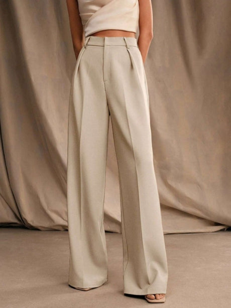 Slimming And Casual Drape Loose High Waist Straight Wide Leg Pants