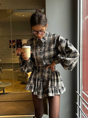 Ensembles 2 pièces mini-jupe à volants