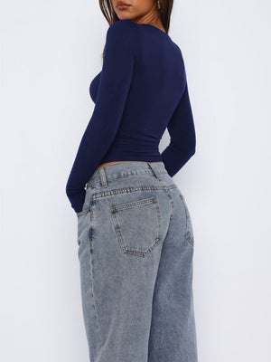 Simplicity Star Leopard Print Long Sleeve T-shirts