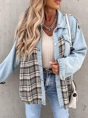 Liber Autumn Women's Contrasting colors Plaid Jackets