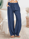 Solid Color Loose-fitting Drawstring Trousers