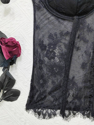 Lace Trim Splicing Mesh Perspective Camisoles