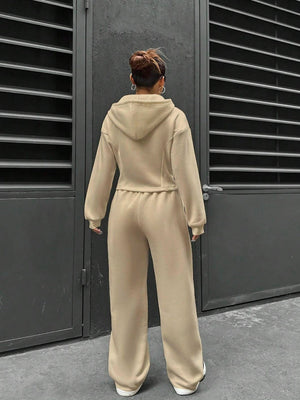 Sports And Leisure Zipper Hooded 2-piece Sets
