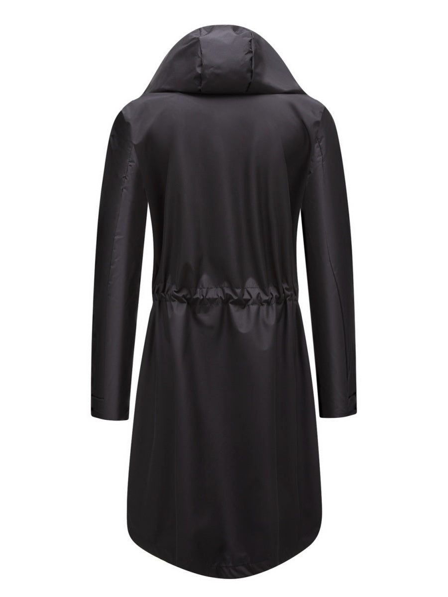 Leisure Water Proof Striped Lining Straight Zipper Hooded Jackets