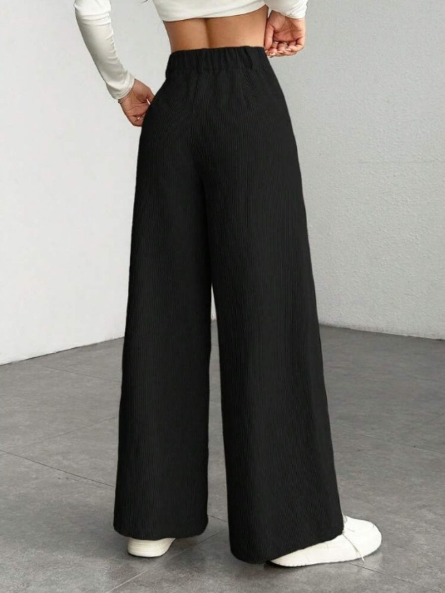 High Waist Loose Slimming Solid Color Wide Leg Pants
