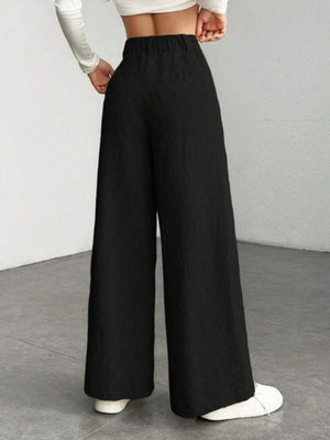 High Waist Loose Slimming Solid Color Wide Leg Pants