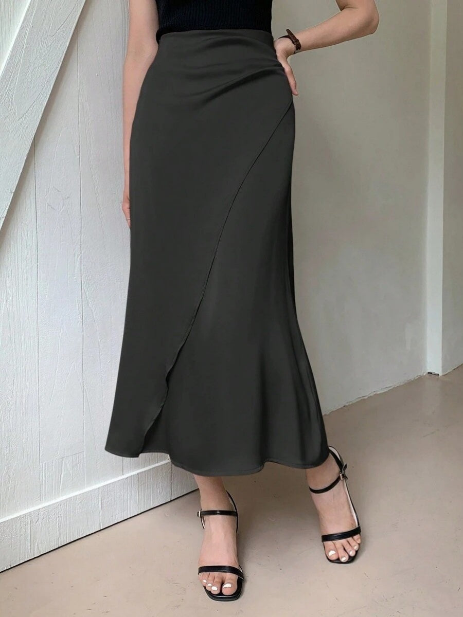 Satin Splicing Solid Color Skirts