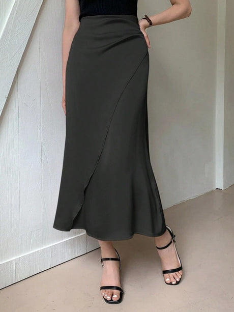 Satin Splicing Solid Color Skirts