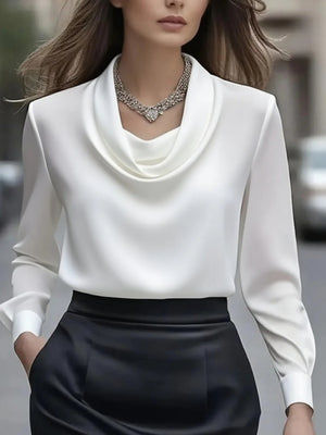 Solid Color, Simple, Long-sleeved Collar Blouse&Shirts