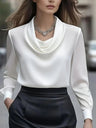 Solid Color, Simple, Long-sleeved Collar Blouse&Shirts