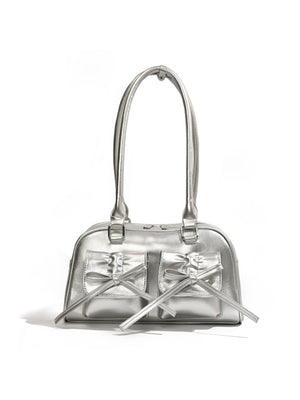Bow-knot Horizontal Square Zipper Handbag