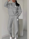 Letter Long-sleeved Hoodless Sweatshirt Pants Casual Sportswear Two-piece Set