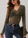 Pullover Lace Floral Trim V-neck Grace Sexy Top