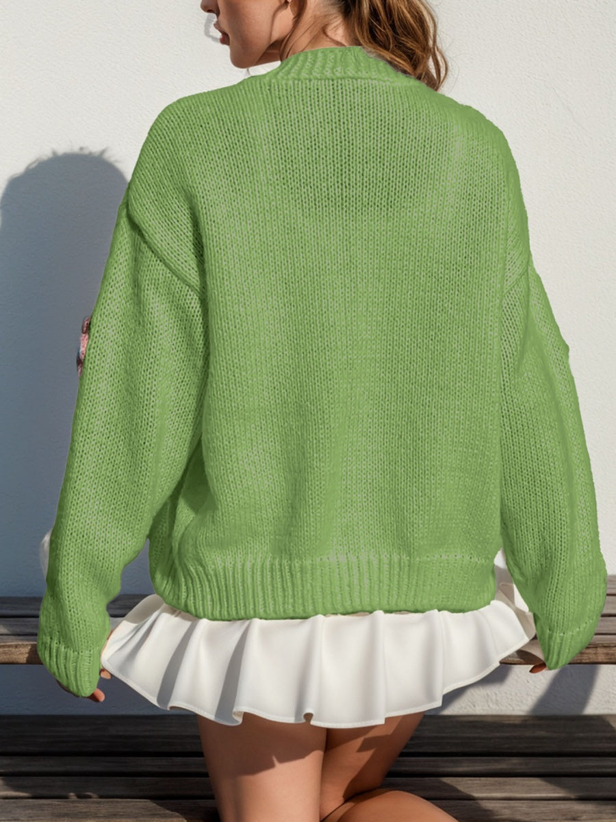 Macaron-colored 3D flowers Cardigans