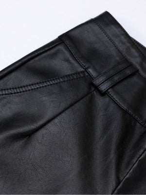 High Waist Slimming PU Leather Straight Pants