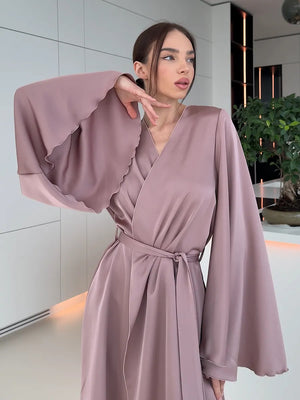 V-neck Thin Strap Nightgown Lazy Style Parties Mini&Short Dresses