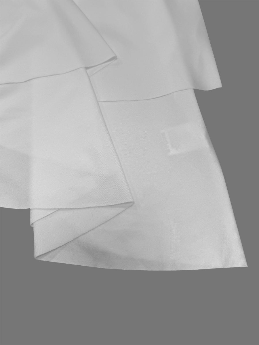 Simple Solid Color Short Dress With Pleats And Multi-layered Ruffles