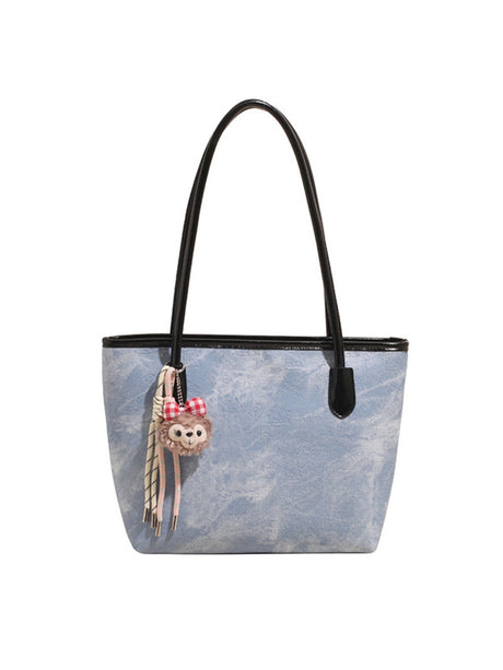Embossed Color-blocked Large Capacity Tote Bag