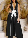 Sleeveless Butterfly Festival Long Vest Dress Wide-leg Pants Set 2-piece Sets