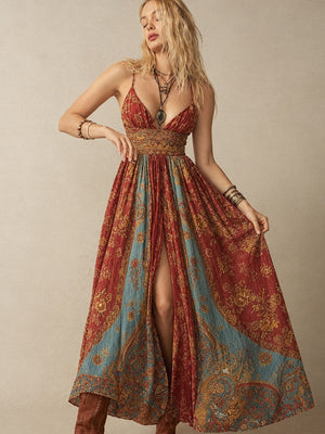 Hippie Camisoles Printed Elegant Maxi Dresses