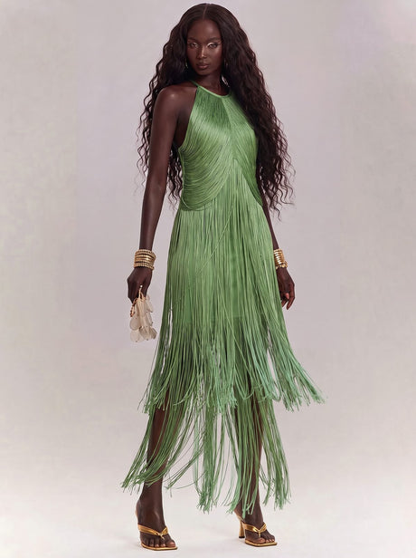 Halter Tassel Reunion Formal Dress Maxi Dresses