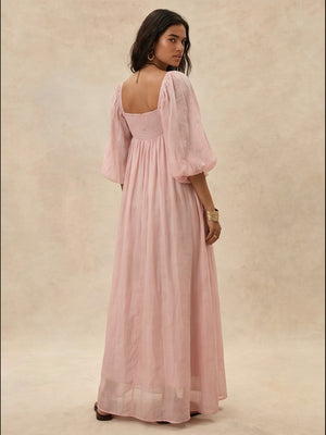 Elegant Long-sleeved Resort-style Loose Dress