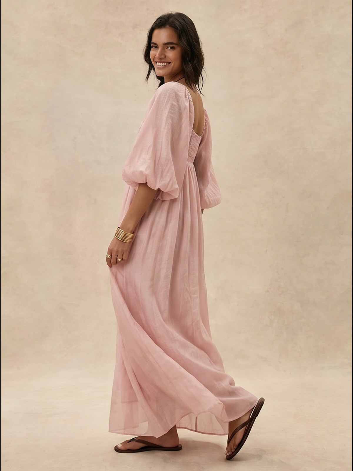 Elegant Long-sleeved Resort-style Loose Dress