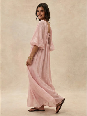Elegant Long-sleeved Resort-style Loose Dress
