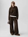 Corduroy Comfortable Casual Loose Straight Leg Pants And Sweatshirt Set