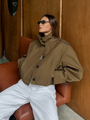 Liber Autumn Women's Buttons Solid Color Trench Coats