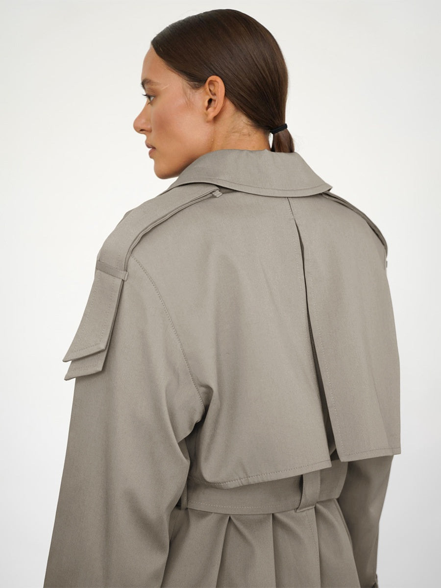 Pure Cotton Retro Loose Belted Trench Coat