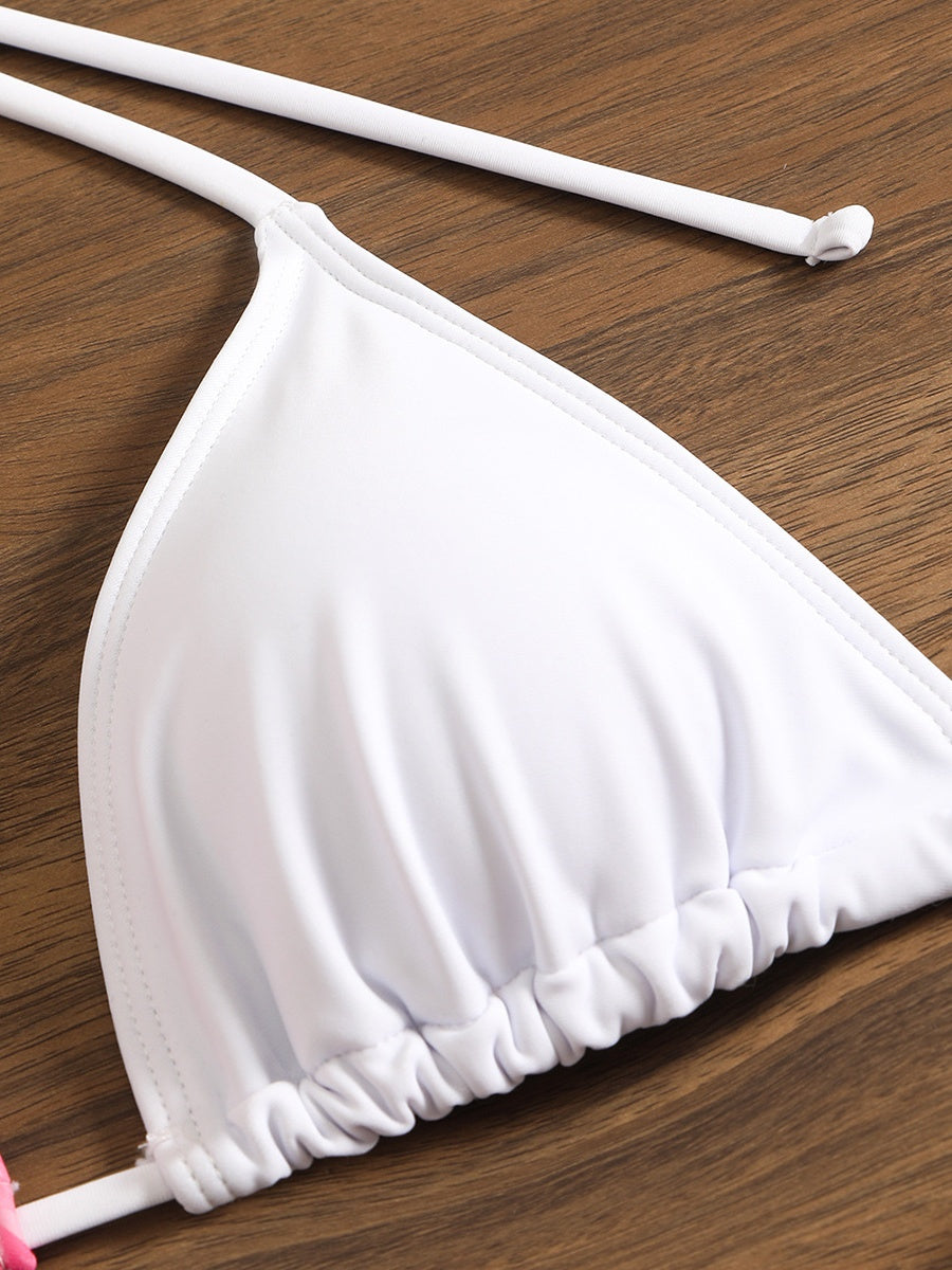 Large Floral Print Bikini Mesh Maxi Dress Three-piece Set