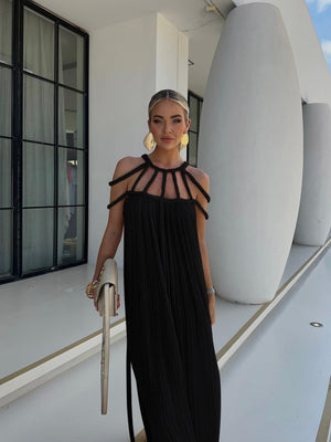 Strappy Off-shoulder Sexy Halter Neck Loose-fitting Vacation Beach Dress