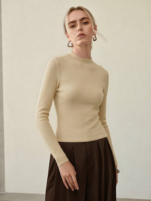 100% Merino Cotton & Wool Seamless Turtleneck Sweater