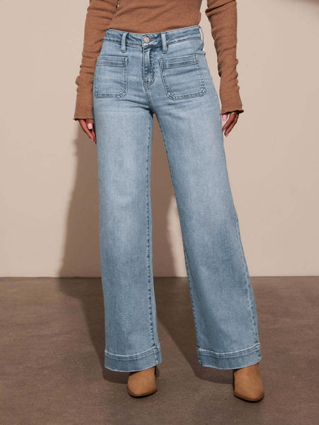 Slimming Wide Leg High Waist Straight Old Jeans