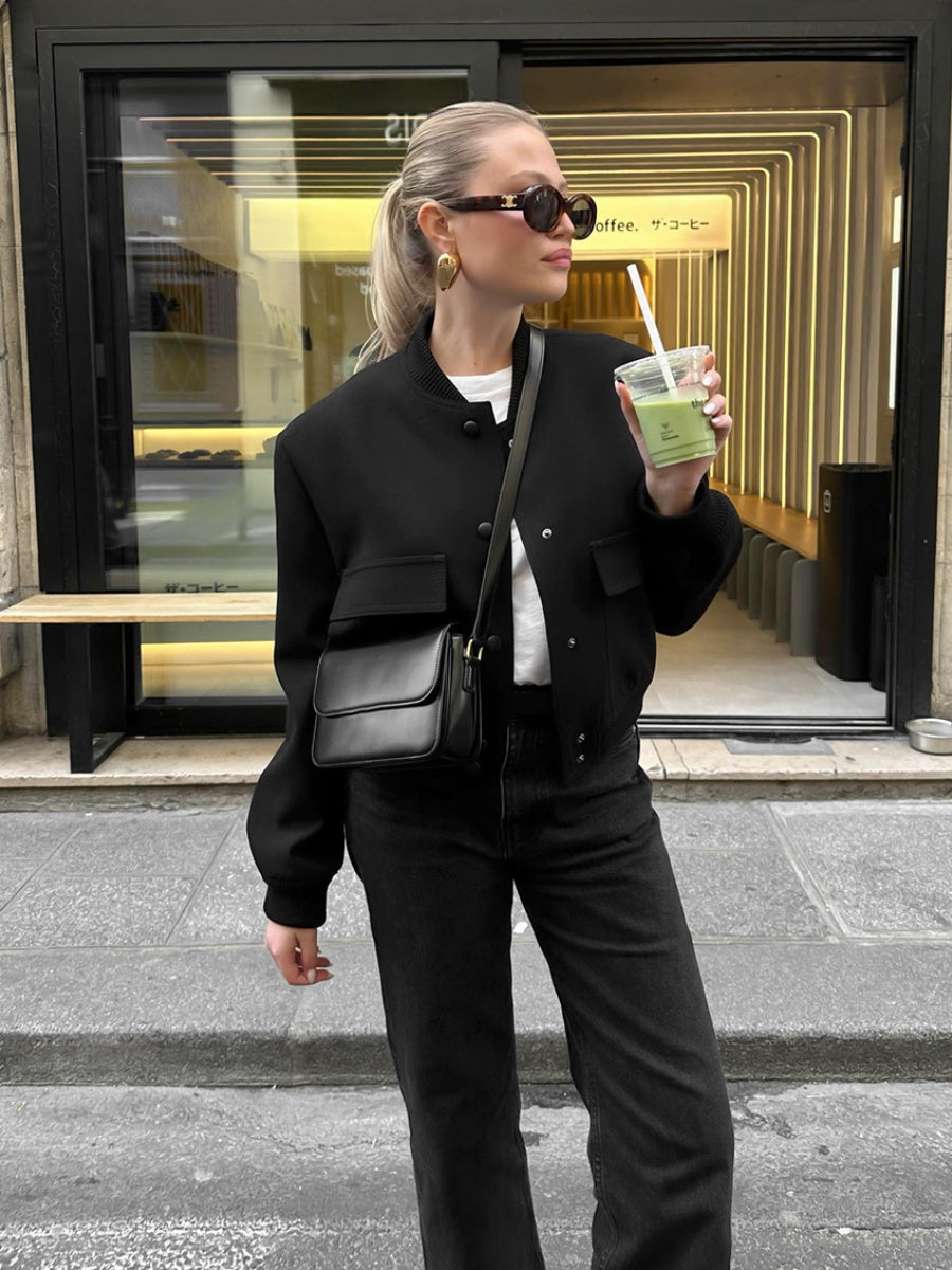 Liber Autumn Women's Baseball uniform Solid Color Jackets