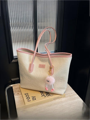 Embossed Color-block Tote Bag