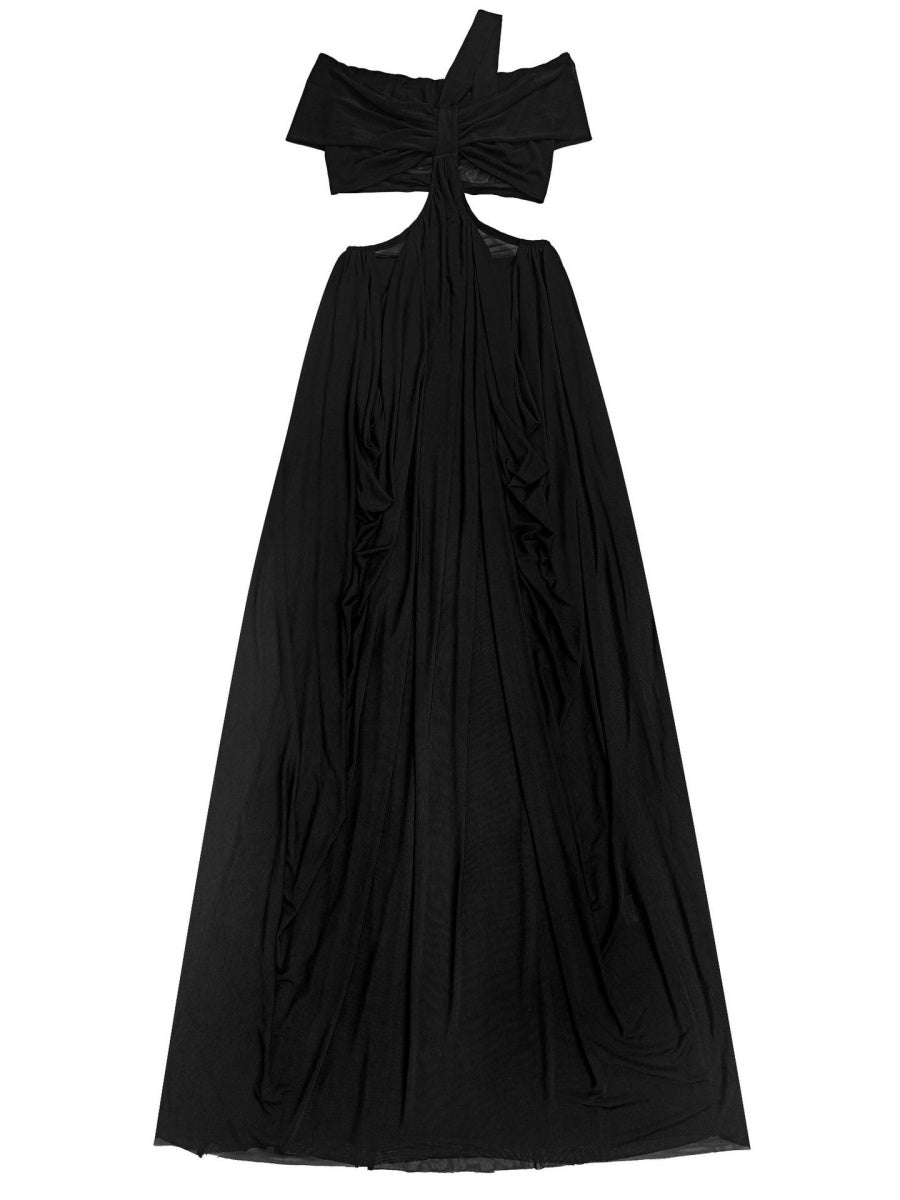 Gauze Sexy Bare Waist Parties Maxi Dresses