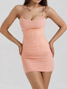 Mesh Camisoles Stacked Collar Lace Trim Hip-hugging Mini&Short Dresses