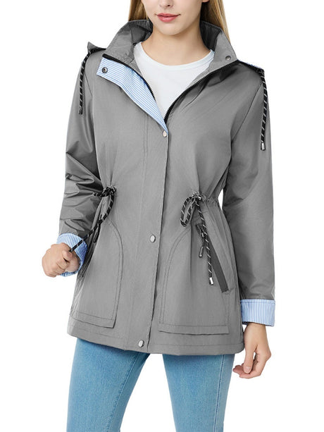 Lightweight Jacket Raincoat Water Proof Mountain Climbing Outdoor Drawstring Windproof Trench Coats