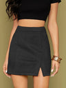Suede Hip High Waist Zipper Short Skirt